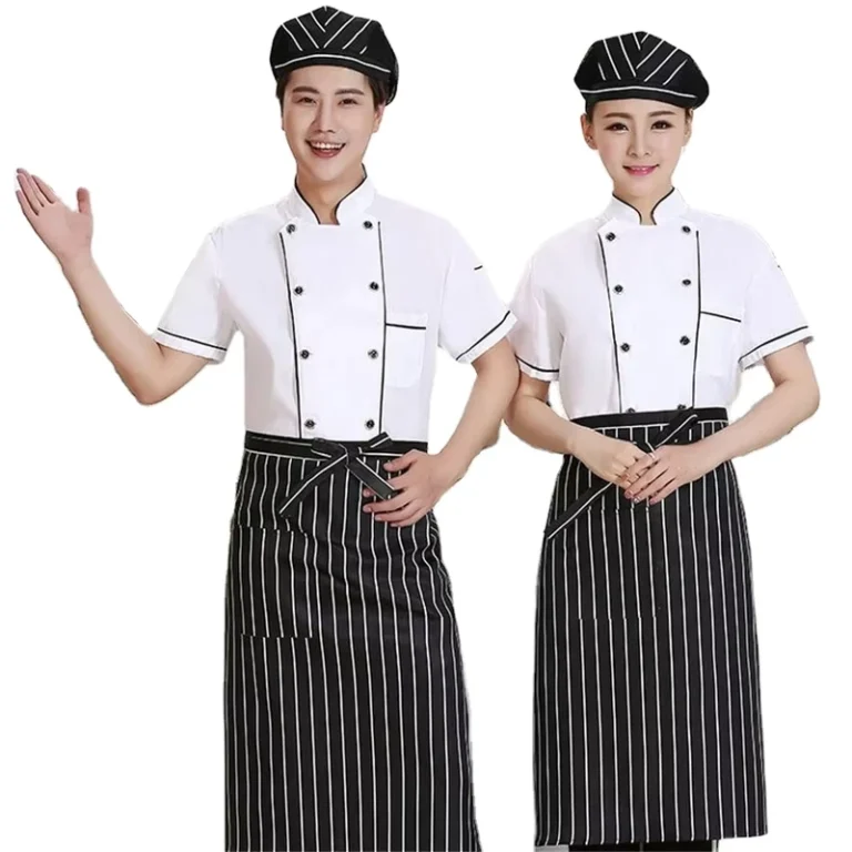 Man-Woman-Restaurant-Bakery-BBQ-Jacket-Kitchen-Cook-Uniforms-Breathable-Chef-Apron-Work-Clothes-Custom