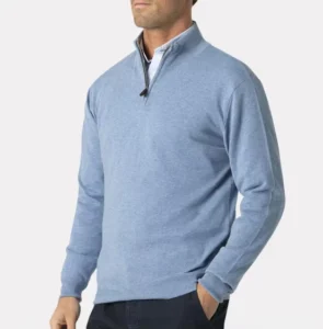 Manufacturer Custom Cashmere Wool Sweater Pullover For Men Solid 1 4 Zip Neck Knit V Neck Collar For Spring Season