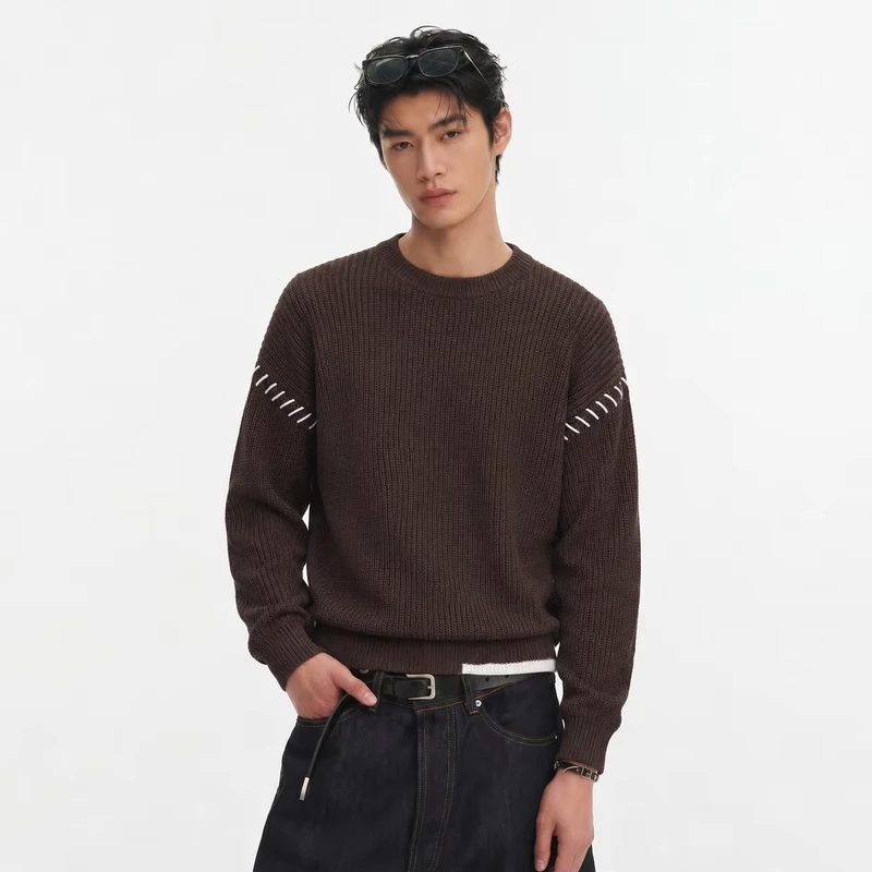 Manufacturer Custom Knit Custom Knit Sweater Thickened Warm Keeping Men's Winter Sweaters Minimalist All Match Pullover Sweater