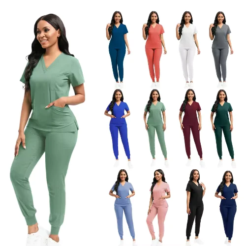 Manufacturer Custom Logo Fashionable Oversize Unisex Hospital Scrub Tops Jogging Legs Nursing Work Uniform