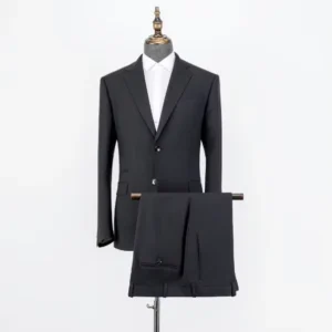 Manufacturer Custom Men’s Suit Business Custom 50% Wool Suit Black Solid Color Men’s Suit Set