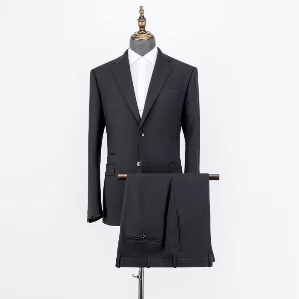 Manufacturer-Custom-Mens-Suit-Business-Custom-50-Wool-Suit-Black-Solid-Color-Mens-Suit-Set
