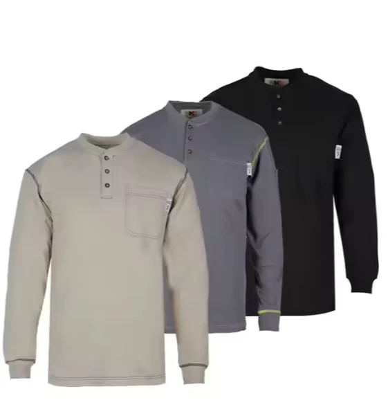 Manufacturer-Factory-100-Knit-Cotton-Flame-Retardant-Work-Wear-Fire-Proof-Men-Crew-Neck-Sweat-Shirt-Henley-Shirt-FR-Shirt