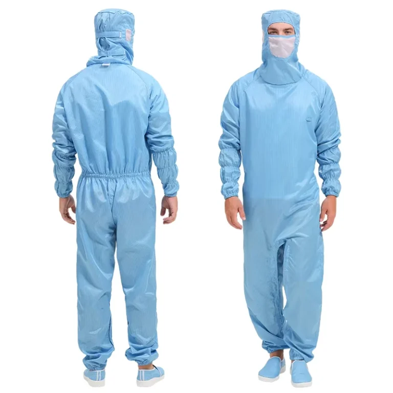 Manufacturer-Food-Industry-Lint-Free-Cleanroom-Workshop-Garment-Reusable-Cleanroom-Coverall-with-Hood