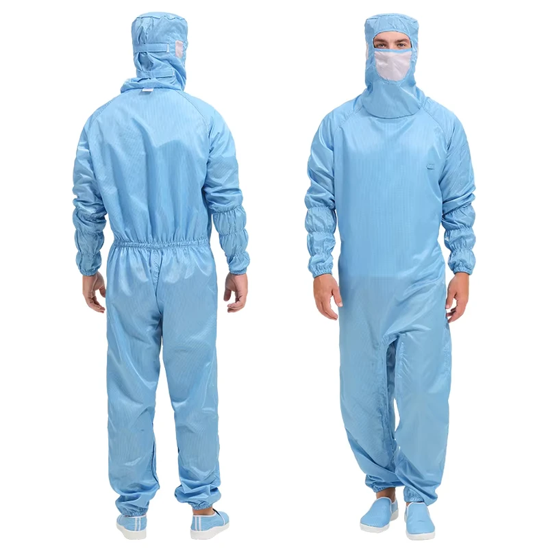 Manufacturer Food Industry Lint Free Cleanroom Workshop Garment Reusable Cleanroom Coverall with Hood