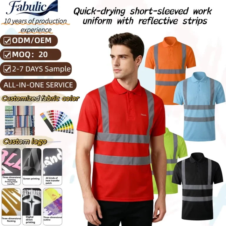 Manufacturer-Hi-Vis-Polo-Shirt-Reflective-Strips-All-in-one-Service-Work-Safety-Apparel-High-Visibility-Workwear