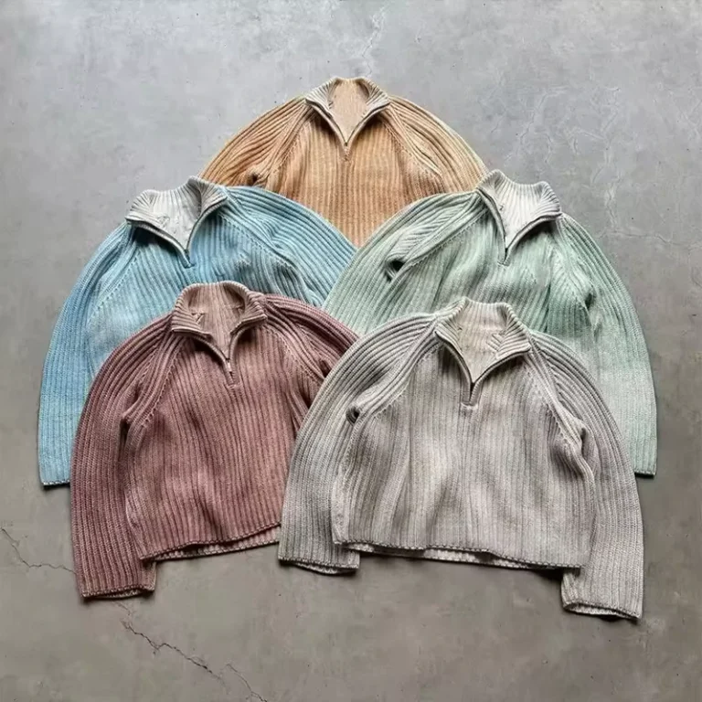 Manufacturers-Custom-Ribbed-Vintage-Acid-Wash-Mens-Half-Zip-Knit-Sweater