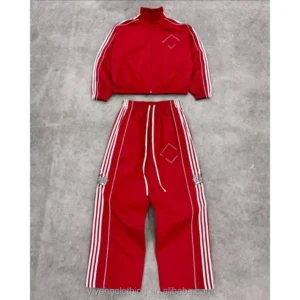 Manufacturers Custom Zip up Jogging Suit Set Unisex Sweatsuit Embroidered Logo High Quality Windbreaker Nylon Tracksuits