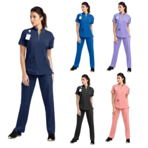 Matte Supplier Manufacturer Customized Zipper Elastic Anti Wrinkle Breathable Wear Resistant Polyester Spandex Uniform Uniform