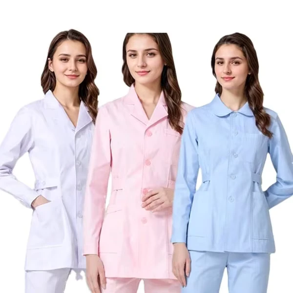 Medical Custom Logo Hospital Dental Doctor Nurse Women's White Lab Coat Pants Suit Scrub Uniform