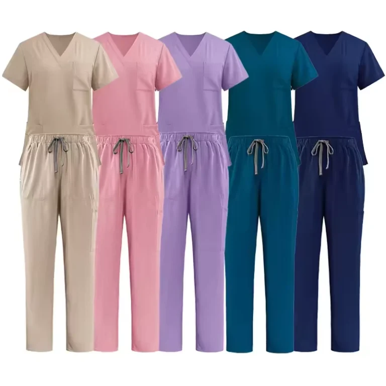 Medical-Scrub-Set-94-Polyester-6-Spandex-Straight-Leg-Nursing-Uniform