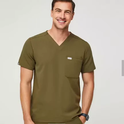 Medical Scrub Set V-Neck Short-Sleeve Loose Hospital Uniform for Men