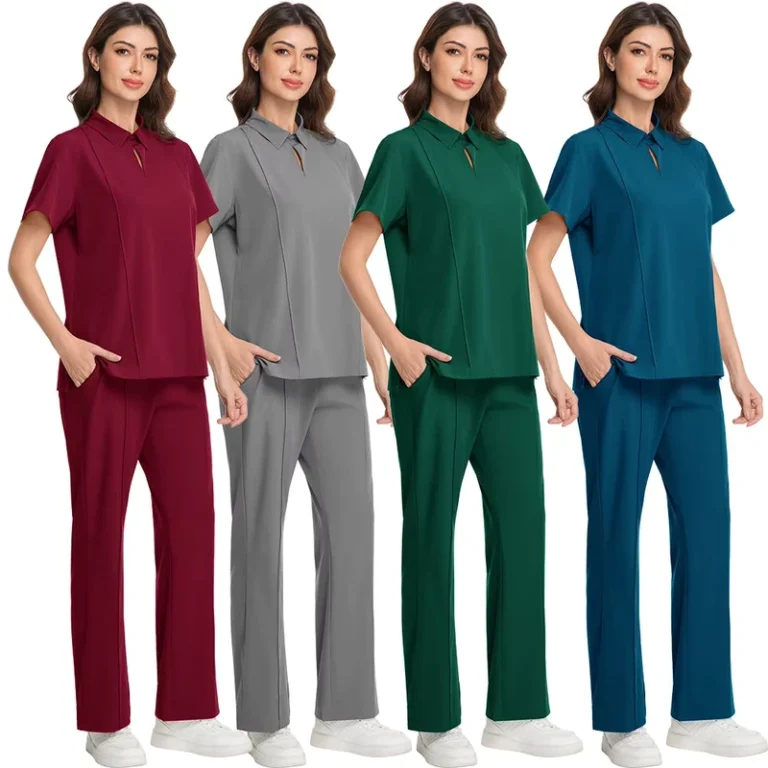 Medical-Scrubs-Nurse-Top-Unisex-Polyester-Dobby-Fabric-Hospital-Surgical-Uniform-Sets-for-Nurses-and-Doctors