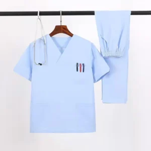 Medical Scrubs Uniform Sets Eco Friendly 65% Cotton 35% Polyester V Neck Unisex Hospital Scrubs