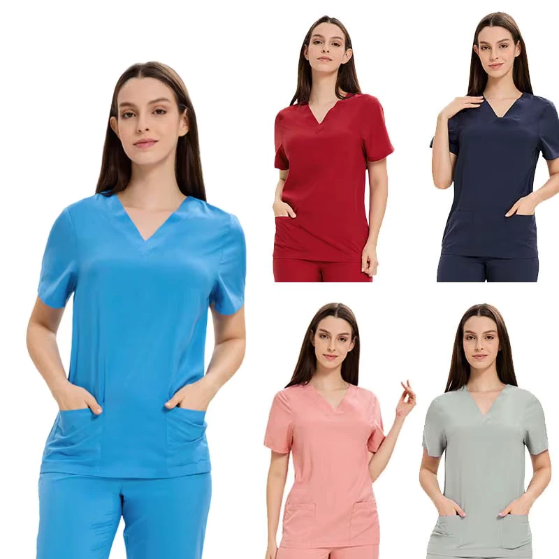 Medical Scrubs Uniforms Durable Pet Hospital Sets Short Sleeves Scrub for Dentist Nursing Beautician SPA Workwear OEM