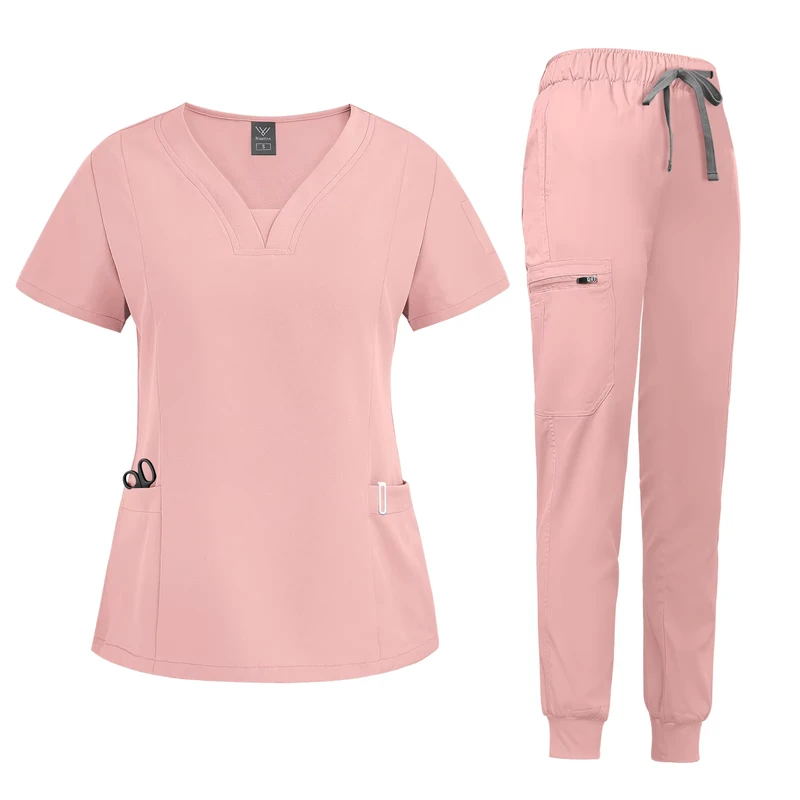 Medical Workwear Scrub Set Polyester Rayon Spandex Hospital Uniform