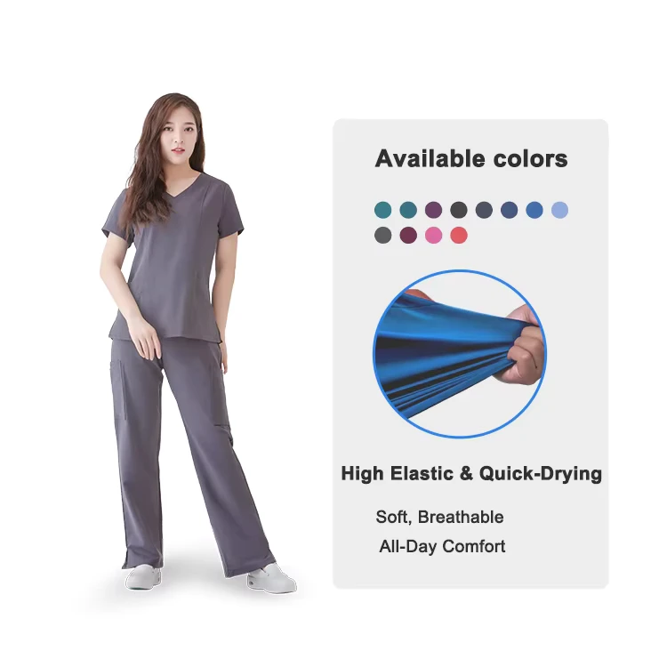 Medical Woven Fabric Unisex Scrub Top & Suit Sets High Quality Stretchy Washable Reusable Hospital Scrubs OEM Service