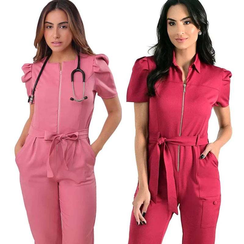 Medical scrub suit uniform set designed with breathable fabric top and pants for clinic hospital and healthcare environments