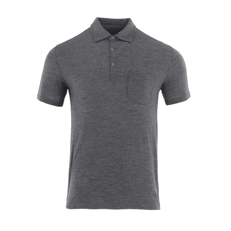 Men 100% Merino Wool Work Out Casual Fashion Daily Gray Short Sleeve POLO Shirt