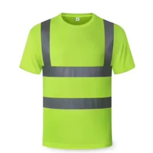 Men 100% Polyester Reflective Safety Work T shirt Quick Dry Mesh T shirt with Reflective Tape Hi Vis Reflective Uniform T shirt