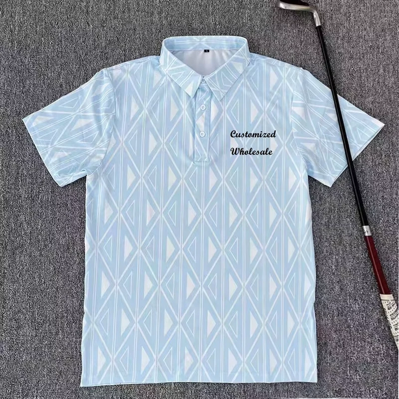 Men Golf Clothing Spandex Polyester New Pattern Printed Dry Fit UPF 50+ Sports Men Golf Polo T Shirts
