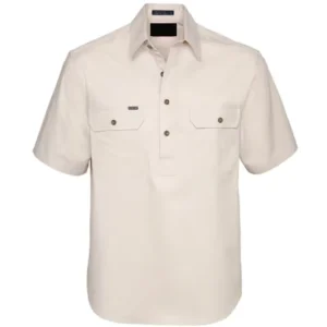 Men Half Button Short Sleeves Double Pocket Workshirts Cotton Twill Shirts Security Uniform Shirt
