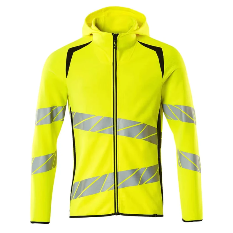 Men Hi Vis Customized Safety Hoodies High Visibility Zipper Hoodie Unisex Construction Reflective Zip