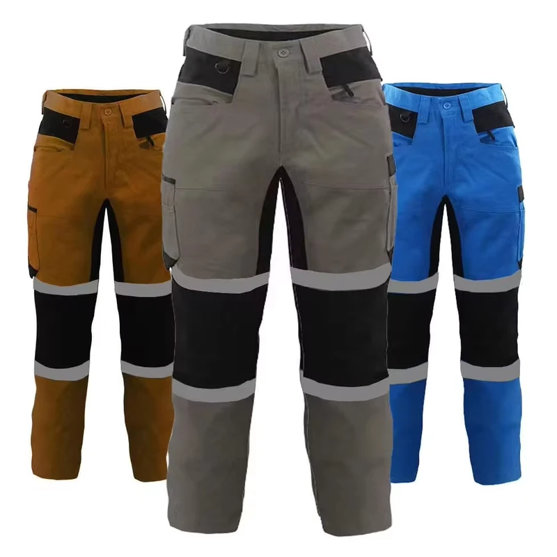 Men High Visibility Lightweight Work Trousers Casual Trousers With Pockets