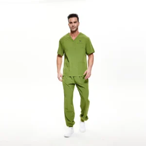 Men Medical Scrubs Set Short Sleeve V neck Scrubs Tops Jogger Pants Nursing Uniform Outfits Custom Logo