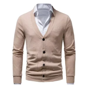 Men O neck Knitted Cardigan Fit Casual Polyester Sweater