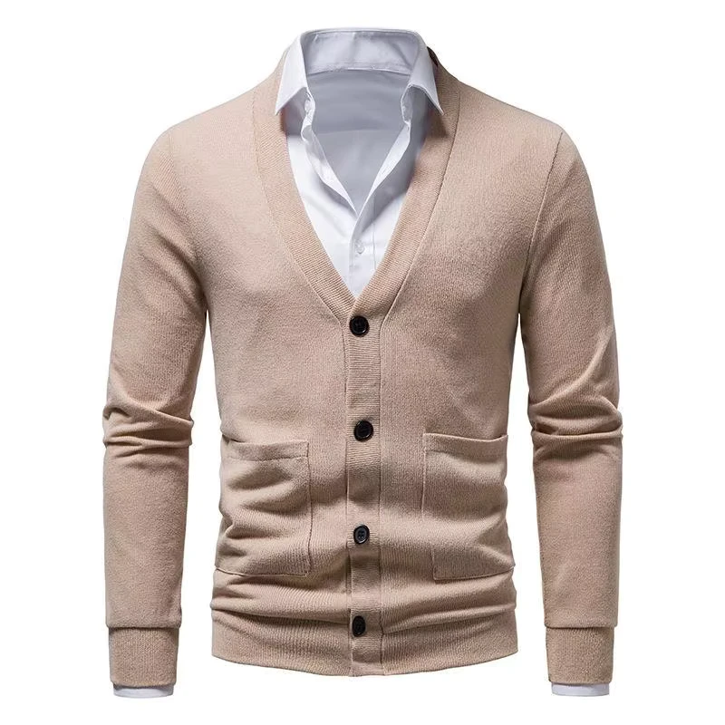 Men O neck Knitted Cardigan Fit Casual Polyester Sweater