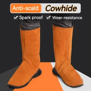 Men Protective Feet Fireproof Leg Guard Anti scalding Shoe Covers High Temperature Resistant Foot Covers Self adhesive Fastener