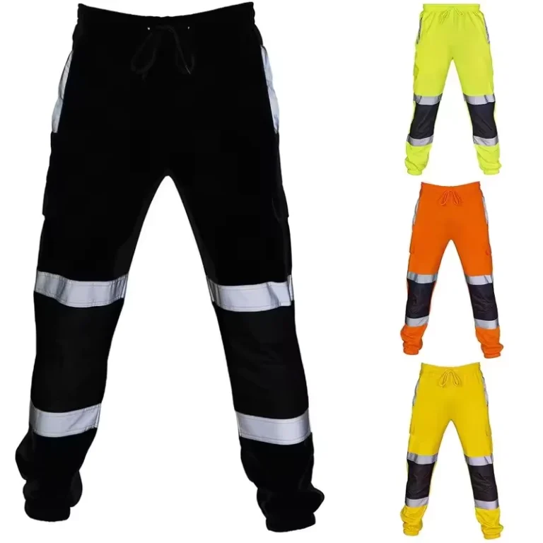 Men-Reflectors-Black-Orange-Work-Cargo-Trousers-Construction-Workwear-Autumn-Fall-Construction-Contrast-Reflective-Safety-Pants