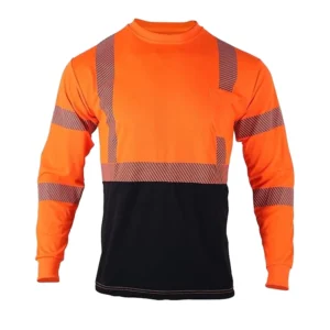 Men Safety Work Shirts High Visibility Reflective ANSI Class 2 Hi Vis Construction T Shirts Long Sleeve