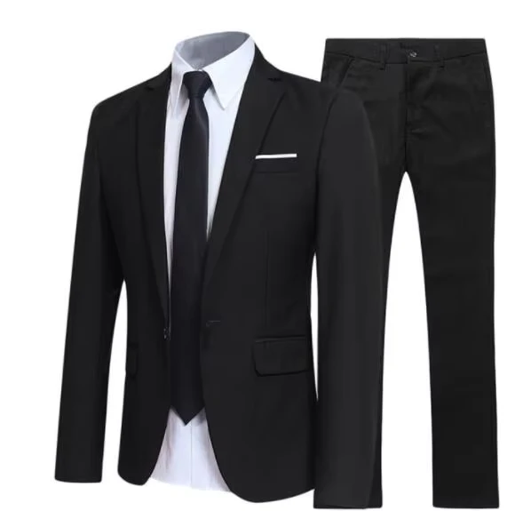 Men Suit Italian Formal Set Slim Fit Lapel Blazer Wedding Dress Suit