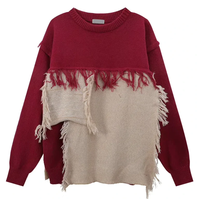 Men-Sweater-American-Streetwear-Fashion-Design-Sense-Sweaters-Winter-Two-Pieces-Broken-Hole-Hit-Color-Knitted-Sweater