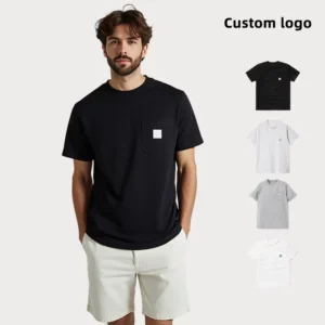 Men’s 100% Cotton 180GSM Slim-Fit Pocket T-Shirt Custom Logo Single Jersey