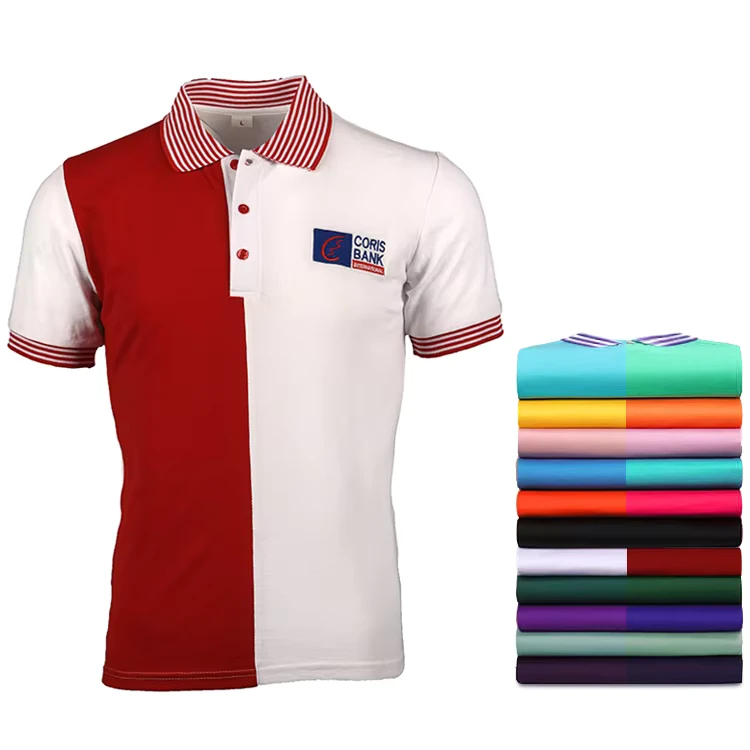 Men's 100% Cotton Polo Shirt Promotional Collar Custom Printed Logo
