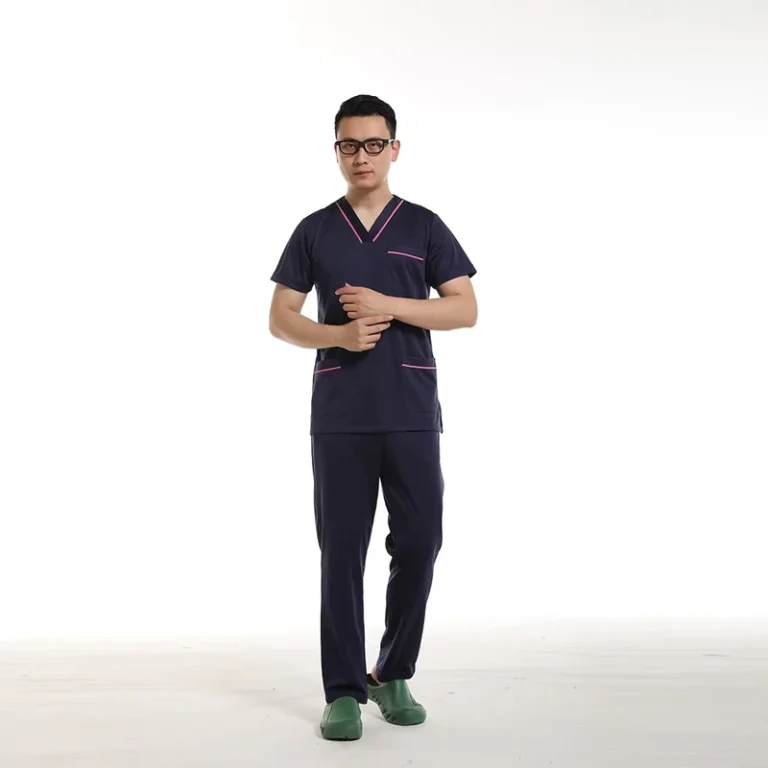 Mens-100-Cotton-Twill-Scrub-Set-Navy-Doctor-and-Nurse-Hospital-Uniform