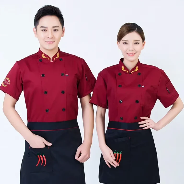Mens-100-Polyester-Chef-Jacket-Short-or-Long-Sleeve-Wheat-Ear-Collar