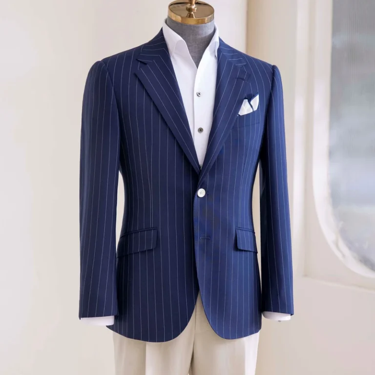 Mens-100-Wool-Bespoke-Wedding-Suit-Navy-Blue-Super-British-Fabric-Single-Breasted-Design-Pant-Coat