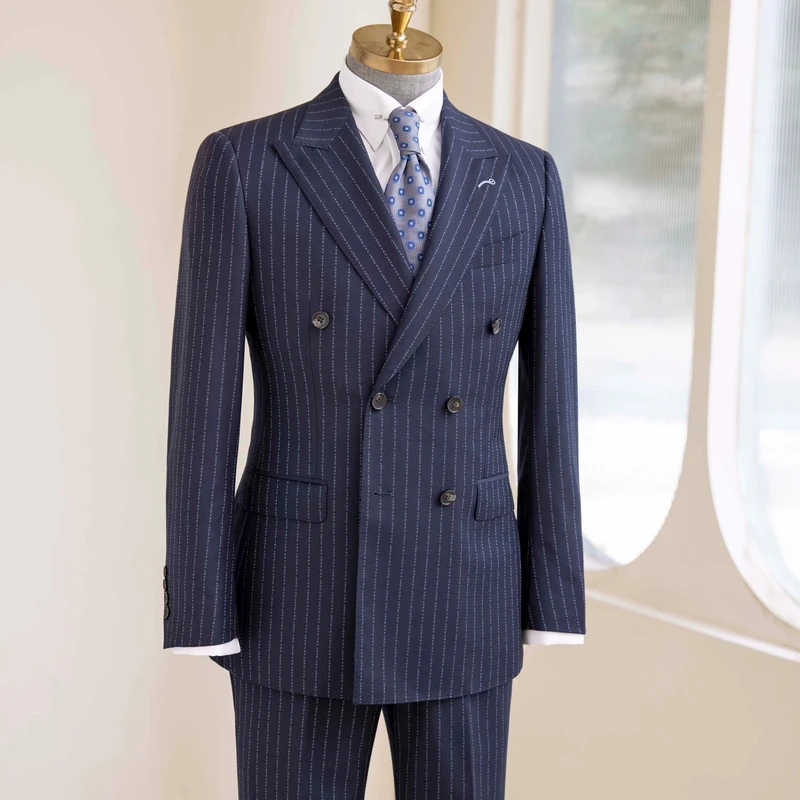 Men's 100% Wool High Quality Bespoke Wedding Suit Haute Couture 120 150 Super British Fabric Single Breasted Plus Size Pant Coat