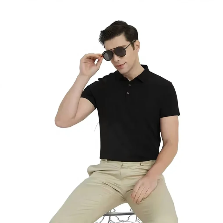 Mens-230g-Air-Layer-Double-Cotton-Polo-Shirt-Business-Lapel-Short-Sleeve-Wrinkle-Resistant