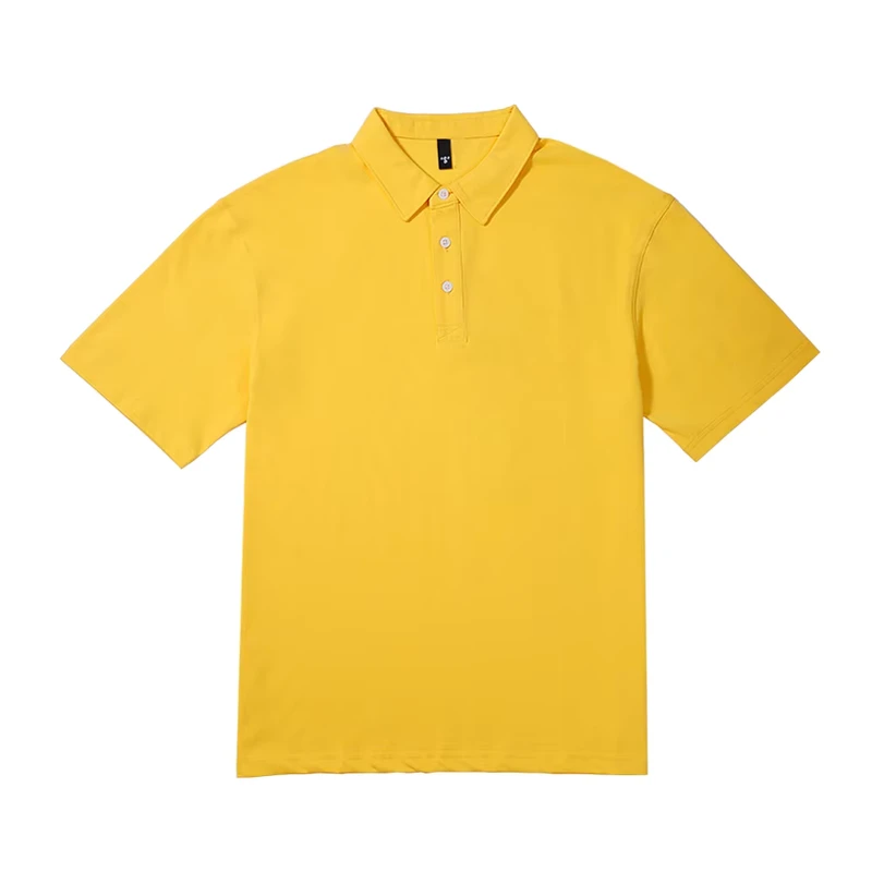 Men's 3D Printed Golf Polo Shirt 100% Cotton Heavy Weight Solid Color Short Sleeve Formal Style Uniform Polo Shirt