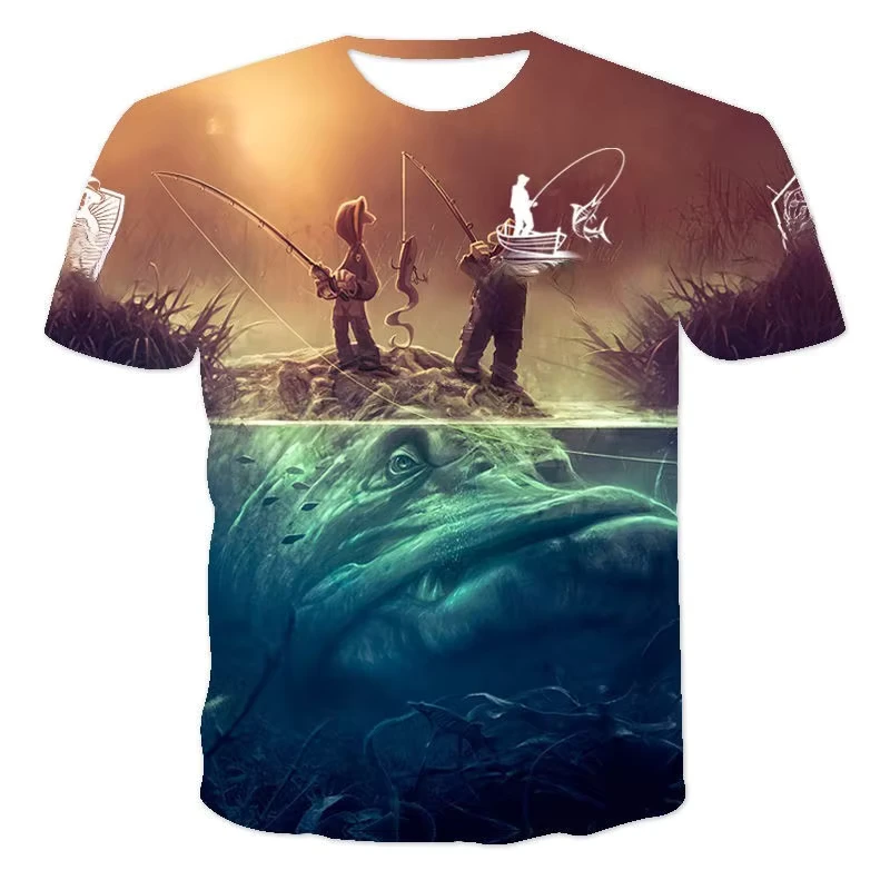 Men's 3D Printed Outdoor Fishing T-Shirt Short Sleeve
