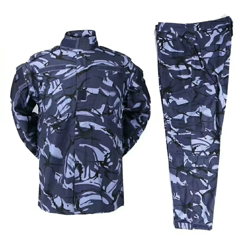 Men's ACU Tactical Ocean Camouflage Uniform Blue Olive Green Combat Uniform