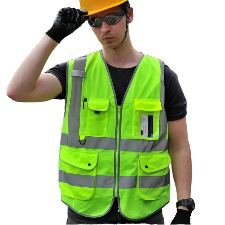 Mens-ANSI-Class-2-High-Visibility-Reflective-Safety-Vest-with-Multiple-Pockets