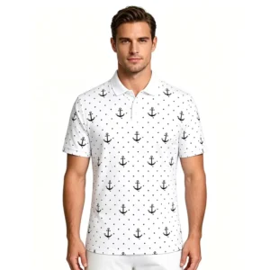 Men’s Anti-Wrinkle Breathable Golf Polo Shirt, Sublimation Print, Outdoor Quick-Dry