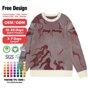 Men’s Autumn Fashion Anti-Shrink and Breathable Crew Neck Cotton Pullover Sweater Knit Sweater