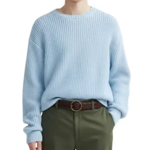 Men’s Autumn and Winter Casual Loose Thick Knitted Breathable Anti Shrink and Wrinkle Resistant Pullover Sweater with Front Logo